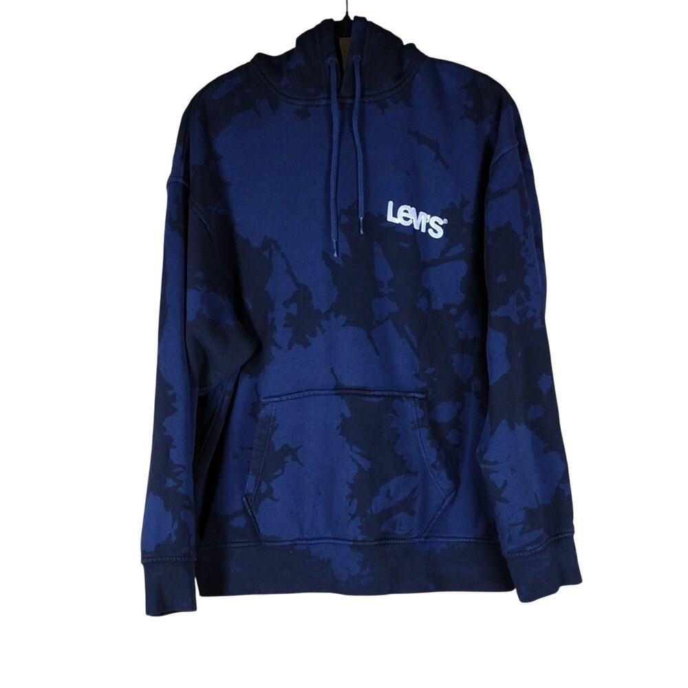 Levi’s Hoodie Men’s Large Navy Blue Tie-Dye Cotton Relaxed Casual Sweatshirt